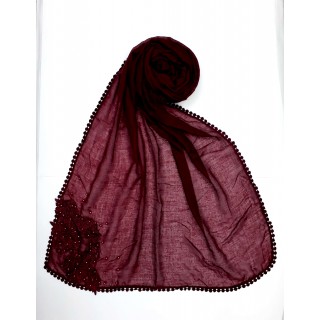 Designer Diamond Studded Women's Stole-Maroon